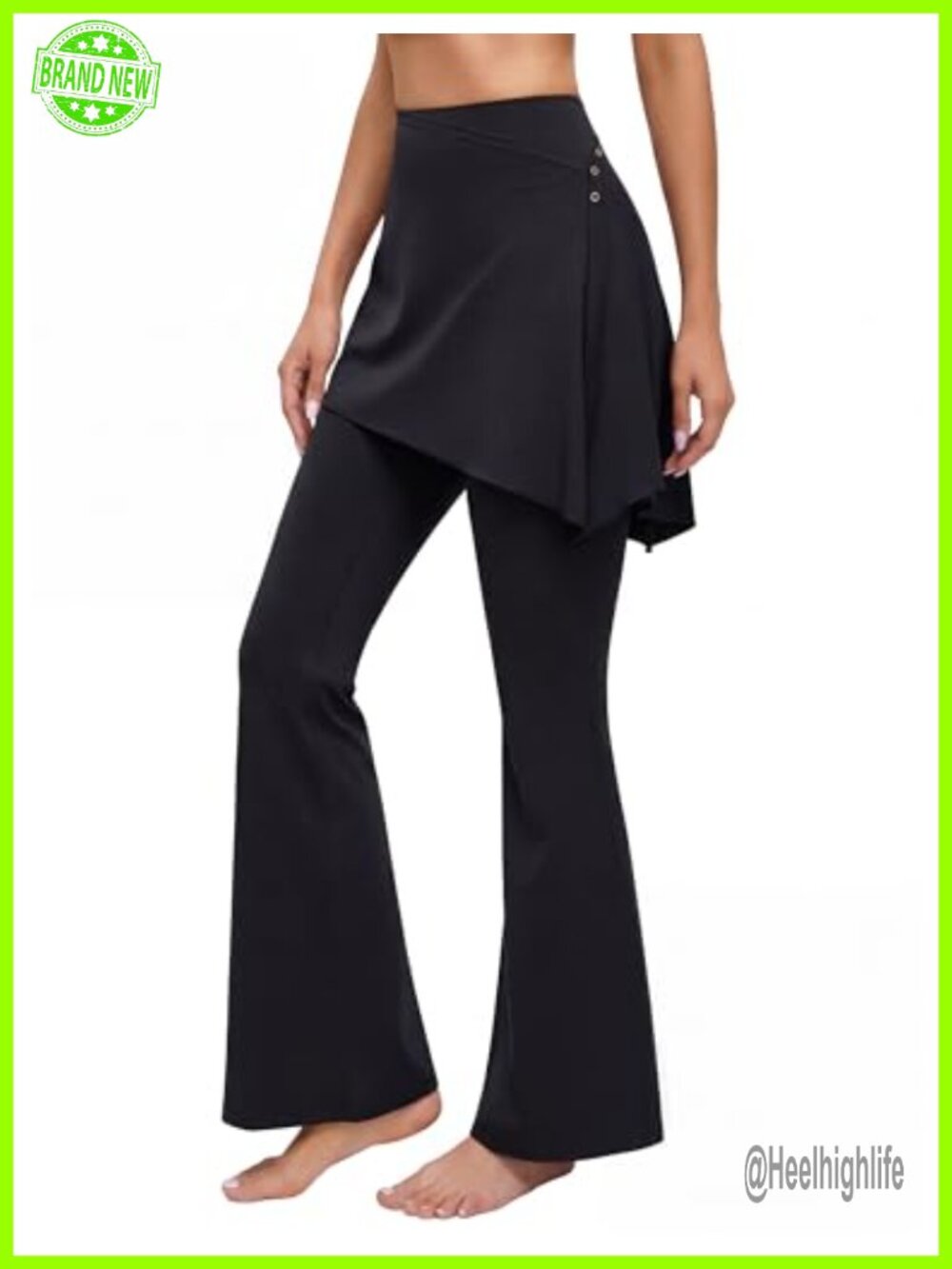 Yoga Pants for Women Flare Legging Detachable Skirt High Waisted Bootcut Workout